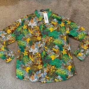 NWT Men’s Jogal Hawaiian Long Sleeve Button Down Shirt XL